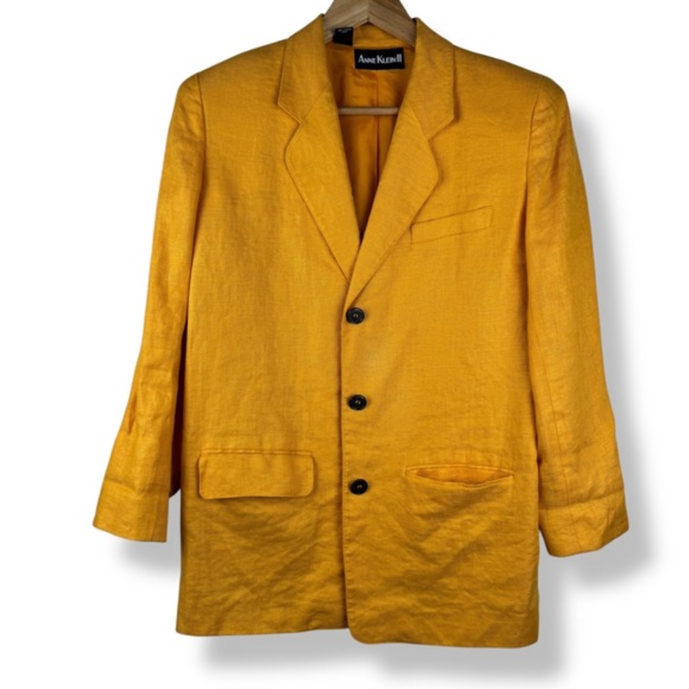 Anne Klein Vintage Linen Blazer Size Small ILGWU Union Made in USA Old Money